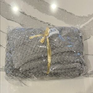 Gray Textured Fleece Blanket - NWT